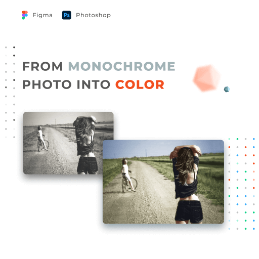 From monochrome photos into color. Practice, experience.